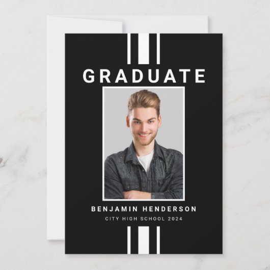 Moderner Schwarz-Weiß-Abschluss Ankündigung (Vorderseite)