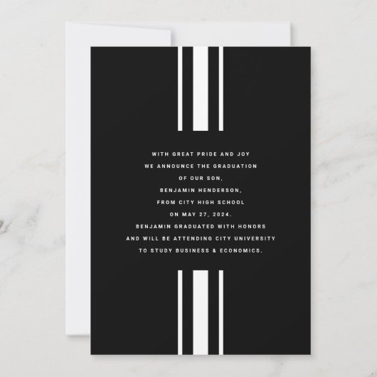 Moderner Schwarz-Weiß-Abschluss Ankündigung (Rückseite)