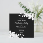 Moderner Schwarz-Weiß-Abschluss Einladung (Stehend Vorderseite)