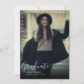 Moderner Schwarz-Weiß-Abschluss Einladung (Vorderseite)