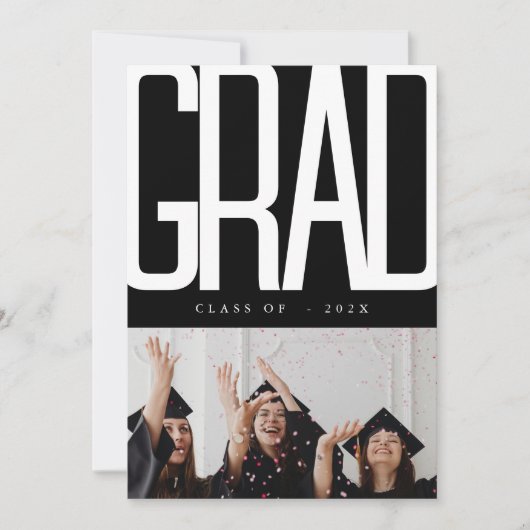 Moderner Schwarz-Weiß-Abschluss Einladung (Vorderseite)