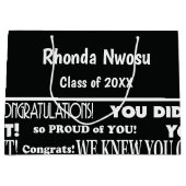 Moderner Schwarz-Weiß-Abschluss Große Geschenktasc Geschenktüte (Vorderseite)