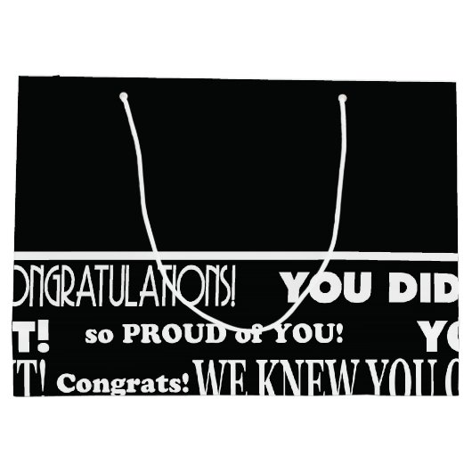 Moderner Schwarz-Weiß-Abschluss Große Geschenktasc Große Geschenktüte (Rückseite)