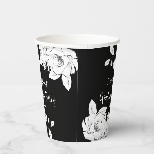 Moderner Schwarz-Weiß-Abschluss Pappbecher (Rechts)