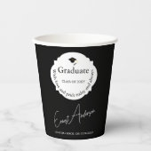 Moderner Schwarz-Weiß-Abschluss Pappbecher (Vorderseite)