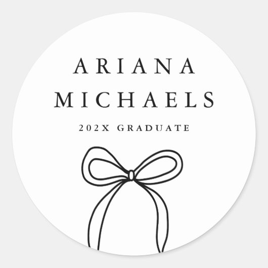 Moderner Schwarz-Weiß-Abschluss Runder Aufkleber (Vorderseite)