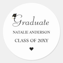 Moderner Schwarz-Weiß-Abschluss Runder Aufkleber