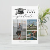 Moderner Schwarz-Weiß-Abschluss Save the Date Ankündigung (Stehend Vorderseite)