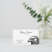 Moderner Schwarz-Weiß-Adler-Kopf Tattoo-Künstler Visitenkarte (Stehend Vorderseite)