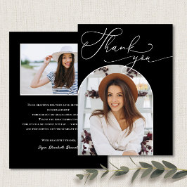 Moderner Schwarz-weiß Arch Foto Abschluss Dankeskarte