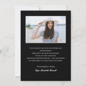 Moderner Schwarz-weiß Arch Foto Abschluss Dankeskarte (Rückseite)