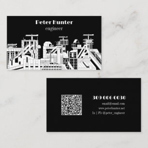 Moderner Schwarz-Weiß-Architektur-Ingenieur  Visitenkarte