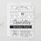 Moderner Schwarz-Weiß-Azalee Llama Geburtstag Einladung (Vorderseite)