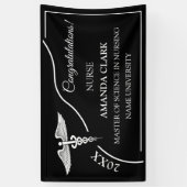 Moderner Schwarz-Weiß-Caduceus-Abschluss Banner (Vertikal)