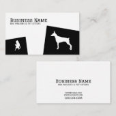Moderner Schwarz-Weiß Doberman Hund Walking Visitenkarte (Vorne/Hinten)
