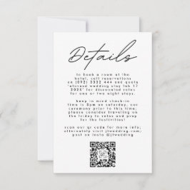 Moderner Schwarz-Weiß-einfacher Text Hochzeit QR C RSVP Karte