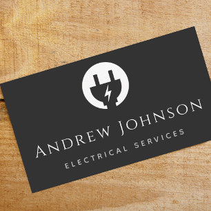 Moderner Schwarz-Weiß-Elektroservice-Elektriker  Visitenkarte
