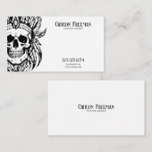 Moderner Schwarz & Weiß Feathers Skull Tattoo Arti Visitenkarte (Vorne/Hinten)