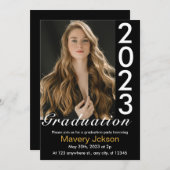 Moderner Schwarz-Weiß-Foto Abschluss Einladung (Vorne/Hinten)