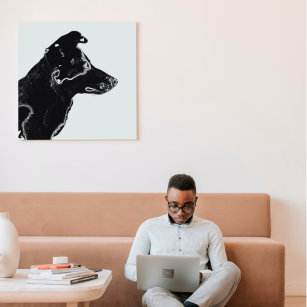 Moderner Schwarz-Weiß-Foto-Sketch-Hund Leinwanddruck