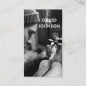 Moderner Schwarz-Weiß-Foto Tätowier Künstlersalon Visitenkarte (Vorderseite)