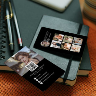 Moderner Schwarz-Weiß-FotoCollage Fotograf Visitenkarte