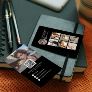 Moderner Schwarz-Weiß-FotoCollage Fotograf Visitenkarte