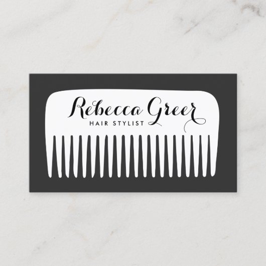 Moderner Schwarz-Weiß-Friseursalon Visitenkarte (Vorderseite)