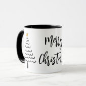 Moderner Schwarz-Weiß-frohe Weihnachtsbaum Tasse (Vorderseite Links)
