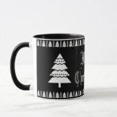 Moderner Schwarz-Weiß-frohe Weihnachtsbaum Tasse (Links)
