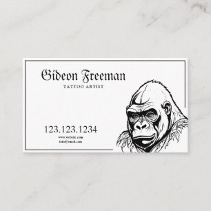 Moderner Schwarz-Weiß-Gorilla-Tätowierer-Künstler Visitenkarte