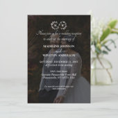 Moderner Schwarz-Weiß-Hochzeitssalon-Foto-Empfang Einladung (Stehend Vorderseite)