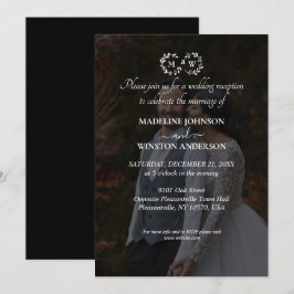 Moderner Schwarz-Weiß-Hochzeitssalon-Foto-Empfang Einladung
