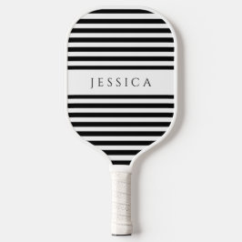 Moderner Schwarz-Weiß-Individuelle Name Pickleball Schläger