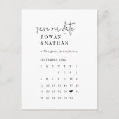 Moderner Schwarz-Weiß-Kalender Save the Date Einladungspostkarte (Vorderseite)