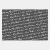 Moderner Schwarz-Weiß-Kalligrafie Weihnachtsbaum Geschenkpapier Set (Vorderseite 3)