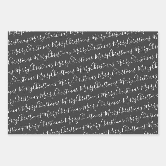 Moderner Schwarz-Weiß-Kalligrafie Weihnachtsbaum Geschenkpapier Set (Vorderseite 3)