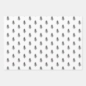 Moderner Schwarz-Weiß-Kalligrafie Weihnachtsbaum Geschenkpapier Set (Vorderseite)