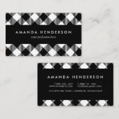 Moderner Schwarz-Weiß-Karo Gingham Pattern Busin Visitenkarte (Vorne/Hinten)