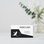 Moderner Schwarz-Weiß-Leash-Hund Walking Visitenkarte (Stehend Vorderseite)