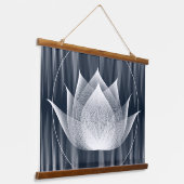 Moderner Schwarz-Weiß-Lotus-Trippy-Moiré-Effekt Wandteppich Mit Holzrahmen (Gewinkelt)