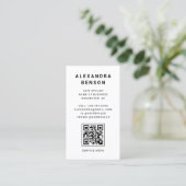 Moderner Schwarz-Weiß-Marmor-QR-Code Visitenkarte (Stehend Vorderseite)