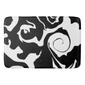Moderner Schwarz-Weiß-Marmor-Swirl Badematte (Vorderseite)
