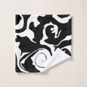 Moderner Schwarz-Weiß-Marmor-Swirl Badhandtuch Set (Waschlappen)