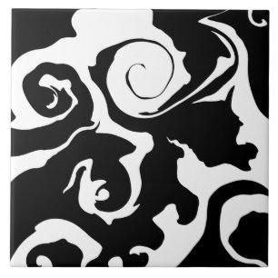 Moderner Schwarz-Weiß-Marmor-Swirl Fliese