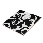 Moderner Schwarz-Weiß-Marmor-Swirl Fliese (Seite)