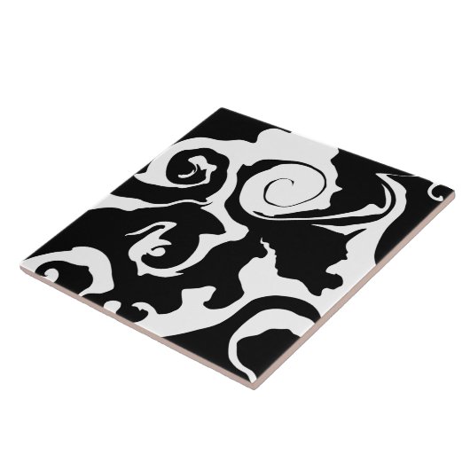 Moderner Schwarz-Weiß-Marmor-Swirl Fliese (Seite)