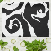 Moderner Schwarz-Weiß-Marmor-Swirl Geschirrtuch (Gefaltet)