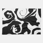 Moderner Schwarz-Weiß-Marmor-Swirl Geschirrtuch (Horizontal)