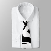 Moderner Schwarz-Weiß-Marmor-Swirl Krawatte (Gebunden)